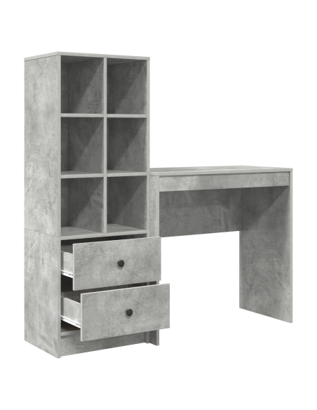 Scrivania con spazio di archiviazione in legno ingegnerizzato grigio cemento