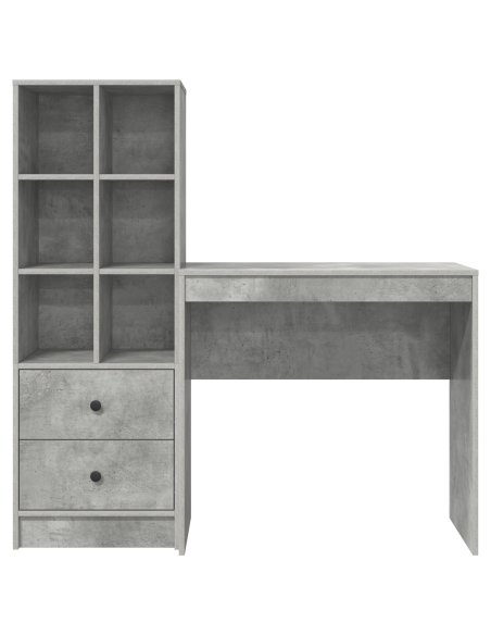 Scrivania con spazio di archiviazione in legno ingegnerizzato grigio cemento