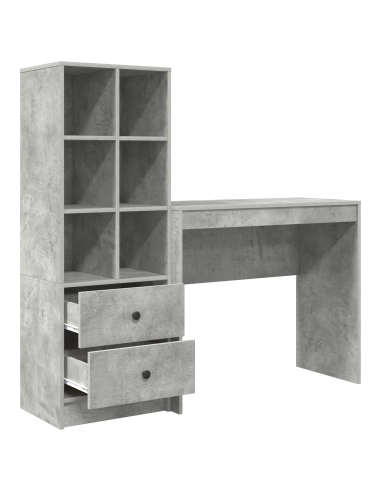 Scrivania con cassetto 2 pcs Grigio cemento