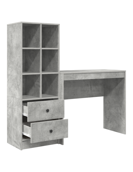 Scrivania con Storage Grigio Cemento Legno Ingegnerizzato
