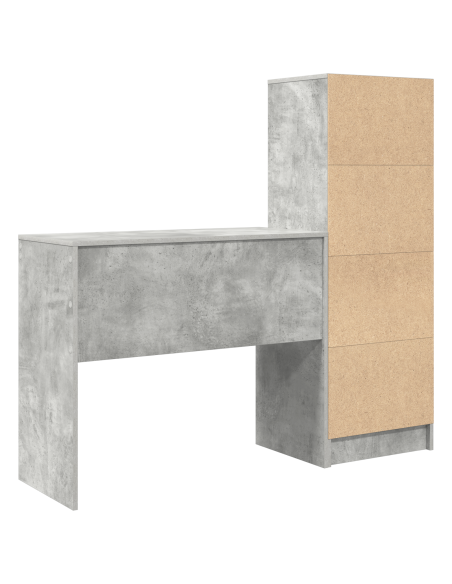 Scrivania con Storage Grigio Cemento Legno Ingegnerizzato