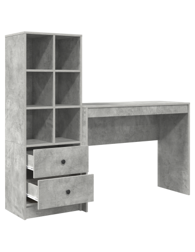 Scrivania con cassetto 2 pcs Grigio cemento