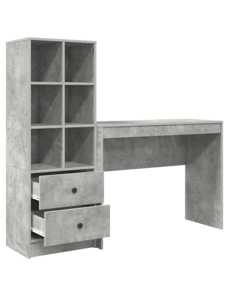 Scrivania con cassetto 2 pcs Grigio cemento