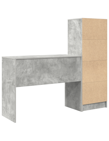 Scrivania con cassetto 2 pcs Grigio cemento