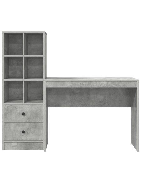 Scrivania con spazio di archiviazione in grigio cemento legno ingegnerizzato