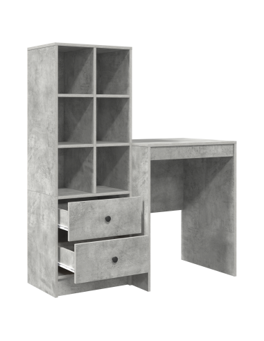 Scrivania con cassetto 2 pcs Grigio cemento