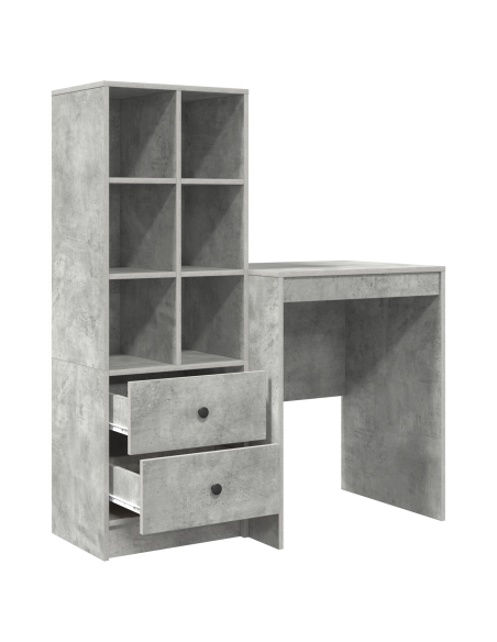 Scrivania con cassetto 2 pcs Grigio cemento