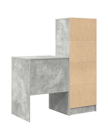 Scrivania con cassetto 2 pcs Grigio cemento