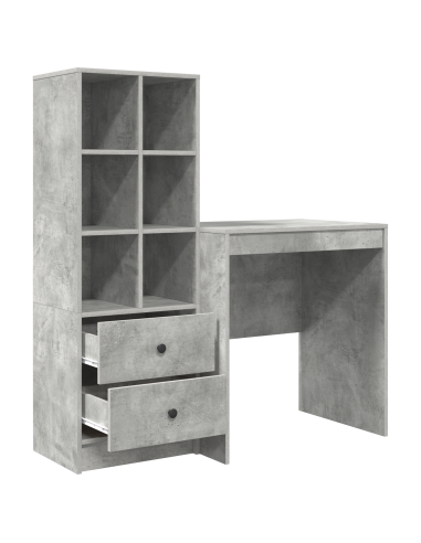 Scrivania con cassetto 2 pcs Grigio cemento