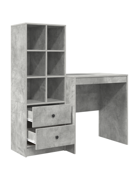 Scrivania con cassetto 2 pcs Grigio cemento