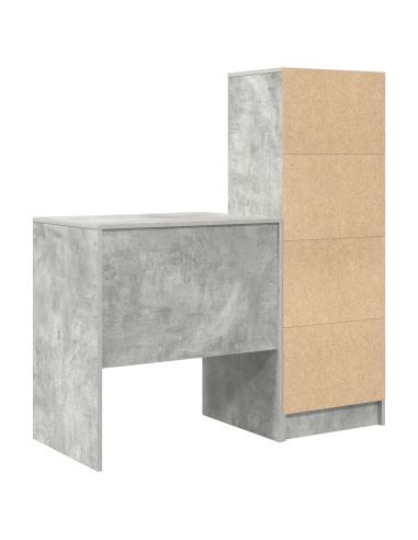 Scrivania con cassetto 2 pcs Grigio cemento