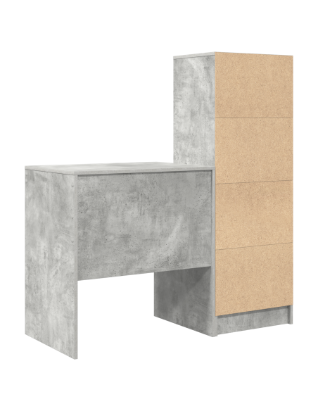 Scrivania con cassetto 2 pcs Grigio cemento