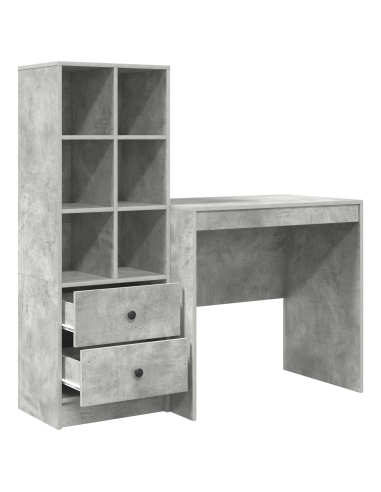 Scrivania con cassetto 2 pcs Grigio cemento