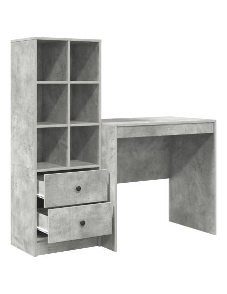 Scrivania con cassetto 2 pcs Grigio cemento