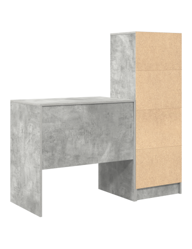 Scrivania con cassetto 2 pcs Grigio cemento