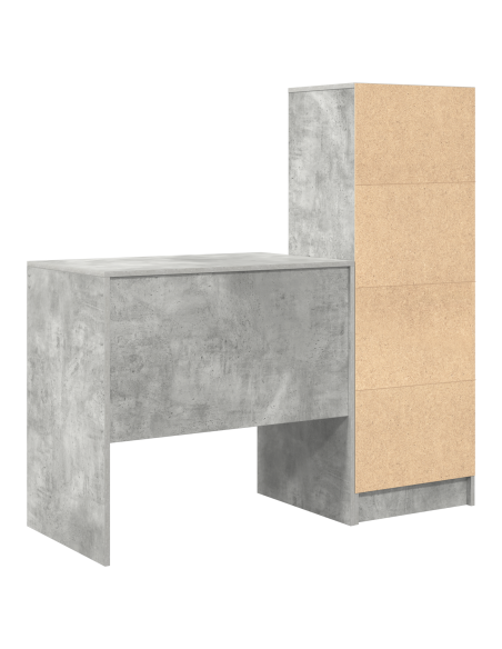 Scrivania  con ripostiglio Grigio cemento Legno ingegnerizzato