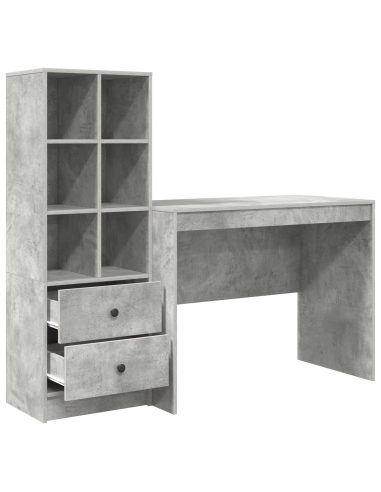 Scrivania con cassetto 2 pcs Grigio cemento