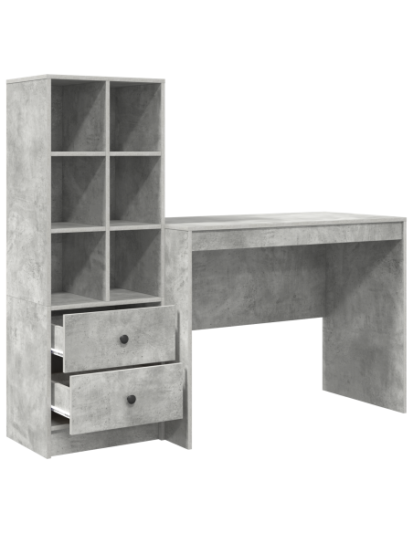 Scrivania con cassetto 2 pcs Grigio cemento