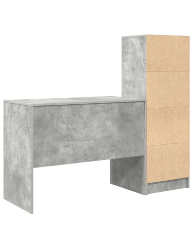 Scrivania con cassetto 2 pcs Grigio cemento