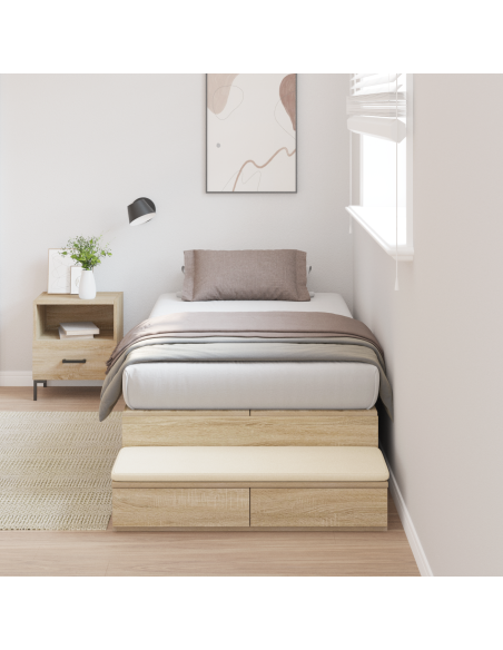 Struttura letto con contenitore Rovere Sonoma 90 cm