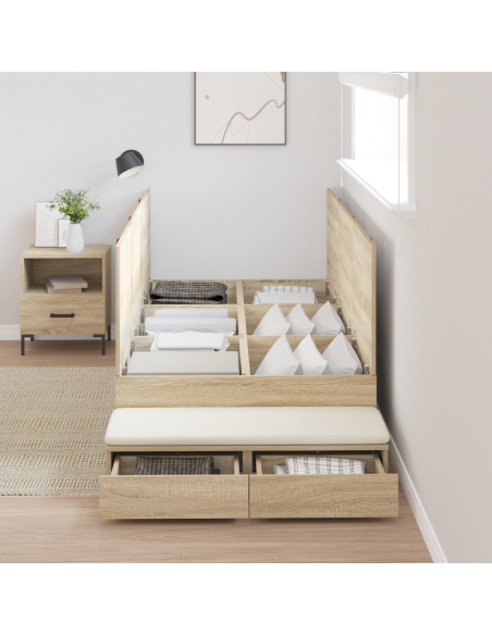 Struttura letto contenitore in Rovere Sonoma 90x200 cm