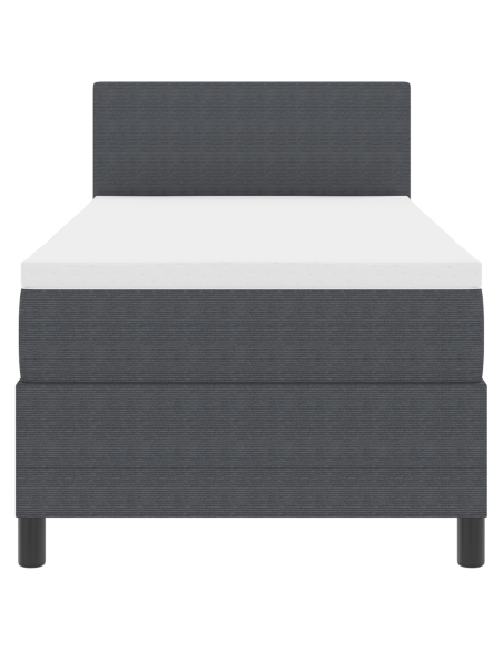 Letto con rete a molle con Materasso & LED Grigio Scuro 80x200 cm Tessuto in Corduroy