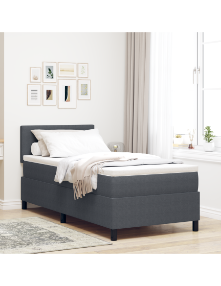 Letto con rete a molle con Materasso & LED Grigio Scuro 80x200 cm Tessuto in Corduroy