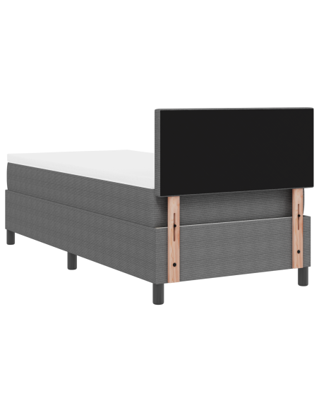 Letto con Box Spring con Materasso e Luce LED Grigia Singolo Tessuto di corduroy