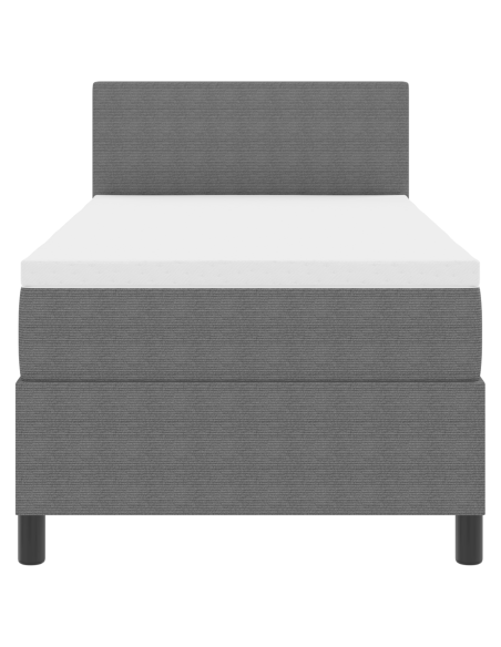 Letto con Box Spring con Materasso e Luce LED Grigia Singolo Tessuto di corduroy