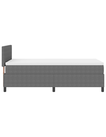 Letto con Box Spring con Materasso e Luce LED Grigia Singolo Tessuto di corduroy