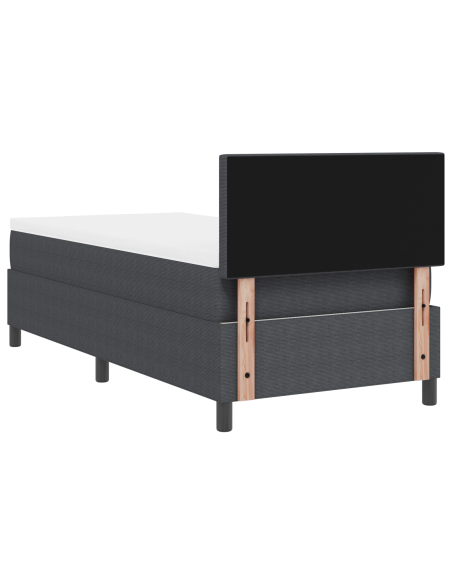 Letto con Box Spring con Materasso & Luce LED Grigio Scuro Singolo in Tessuto a Coste