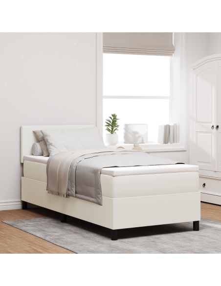 Letto a Molle con Materasso & LED Panna 90x200 cm Tessuto a Coste