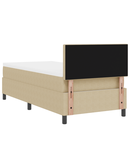 Letto con Box Spring e Materasso & Luce LED Verde Grigio 90x200 cm Tessuto a Costine