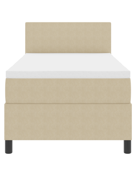 Letto con Box Spring e Materasso & Luce LED Verde Grigio 90x200 cm Tessuto a Costine