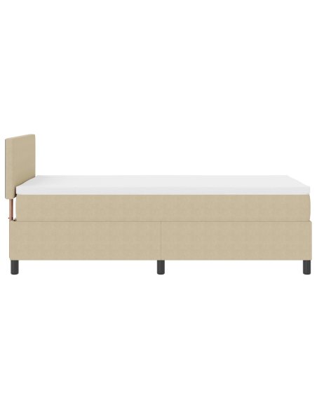 Letto con Box Spring e Materasso & Luce LED Verde Grigio 90x200 cm Tessuto a Costine