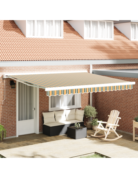 Tenda Retrattile Verde e Giallo 400 × 300 cm Tessuto e Metallo