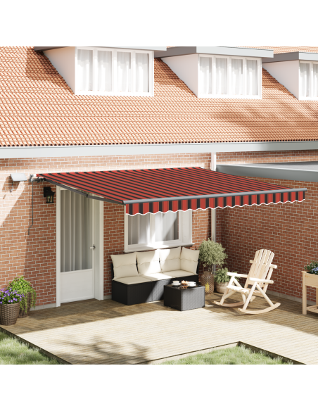 Tenda retrattile manuale con LED in arancione e marrone 400x350 cm