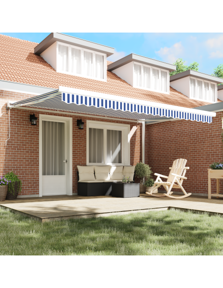 Tenda retrattile automatica blu e bianca 450x300 cm