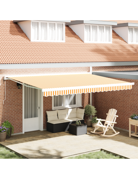 Tenda Retrattile Automatica Arancione e Bianca 450x300 cm
