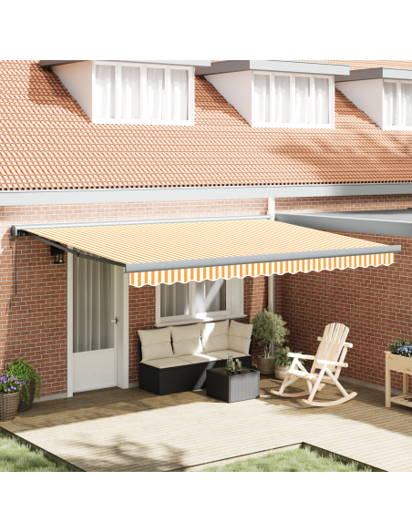 Tenda retrattile automatica arancione e bianca 450x300 cm