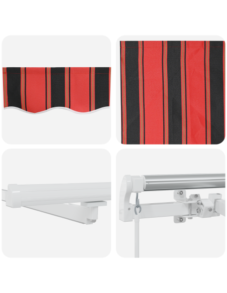 Tenda Retrattile Manuale con LED Arancione e Marrone 450x300 cm