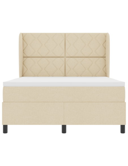 Letto a molle con materasso in crema, 140x200 cm in tessuto