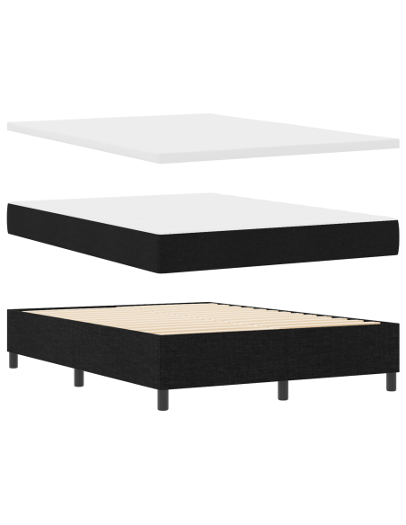 Letto a Molletta  con Materasso - Nero, 140x200 cm, Tessuto