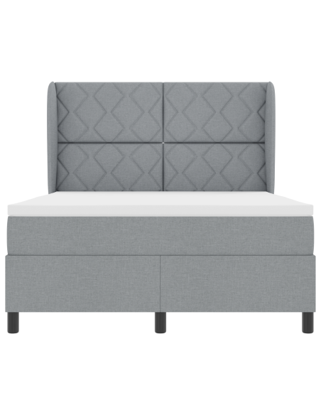 Rete a Molla con Materasso - Grigio Chiaro, 140x200 cm, Tessuto