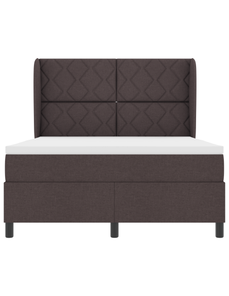 Box Spring Bed con Materasso Marrone Scuro, 140x190 cm Tessuto