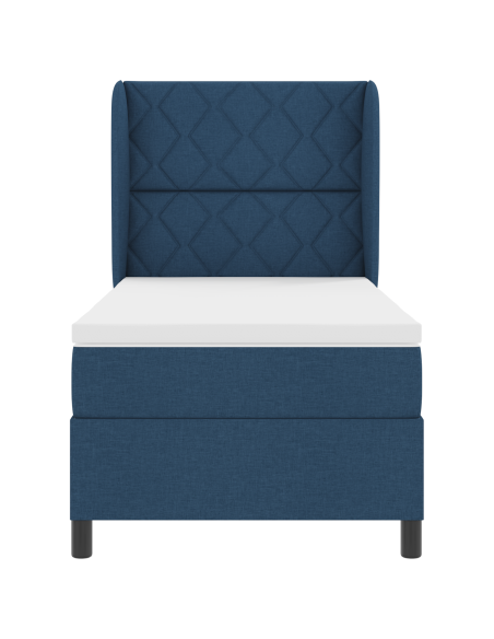Letto a Molle Pocket con Materasso, Blu, 100x200 cm, Tessuto