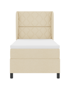 Letto a molle con materasso Crema 100 x 200 cm Tessuto 2