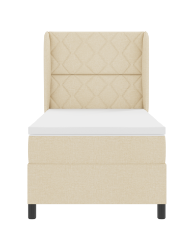 Letto a molle con materasso Crema 100 x 200 cm Tessuto