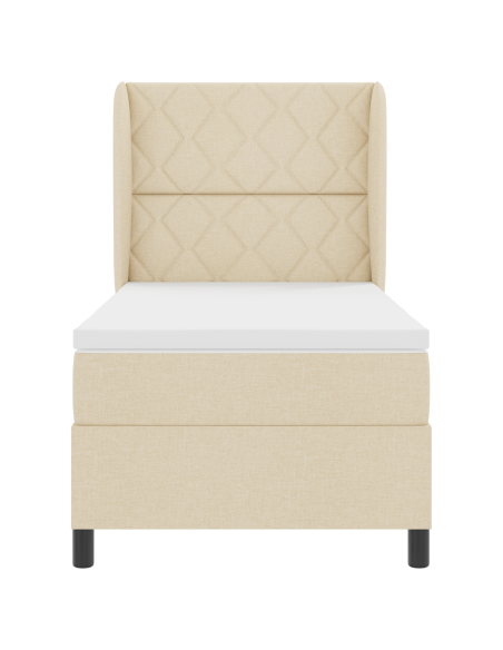 Letto Box Spring con Materasso - Crema 100x200 cm Tessuto