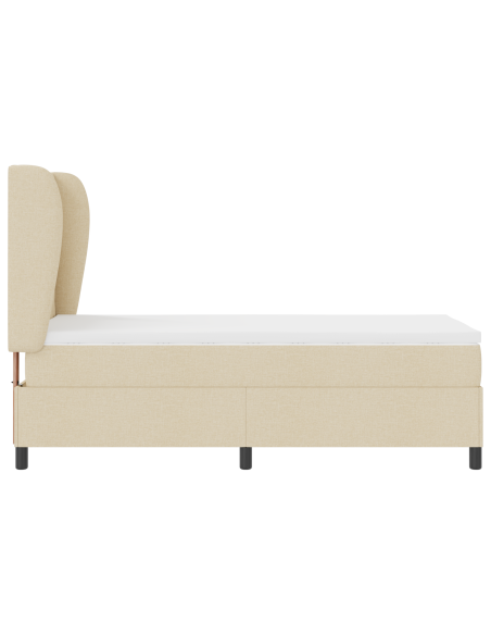 Letto Box Spring con Materasso - Crema 100x200 cm Tessuto